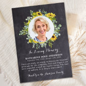 葬儀ひまわりユーカリ石板写真悔やみや弔慰 サンキューカード