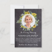 葬儀ひまわりユーカリ石板写真悔やみや弔慰 サンキューカード (正面)