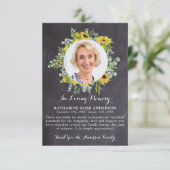 葬儀ひまわりユーカリ石板写真悔やみや弔慰 サンキューカード (スタンド正面)