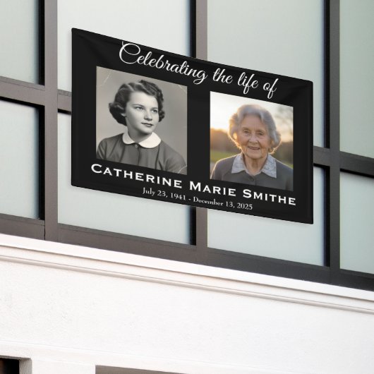 葬儀または追悼会 ダブルイメージ 横断幕 (ビルの外側)