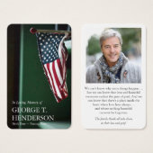 葬儀アメリカ国旗の喪失祈りの言葉共感カード (正面&裏面)