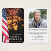 葬儀アメリカ国旗の喪失祈りの言葉共感カード (正面&裏面)