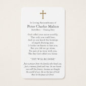 葬儀アメリカ国旗の祈りの言葉共感カード (裏面)