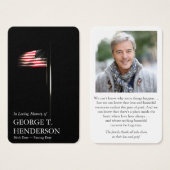 葬儀アメリカ国旗の祈りの言葉共感カード (正面&裏面)