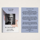 葬儀アメリカ国旗軍隊祈りの言葉カード (正面&裏面)