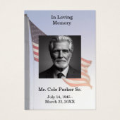 葬儀アメリカ国旗軍隊祈りの言葉カード (正面)