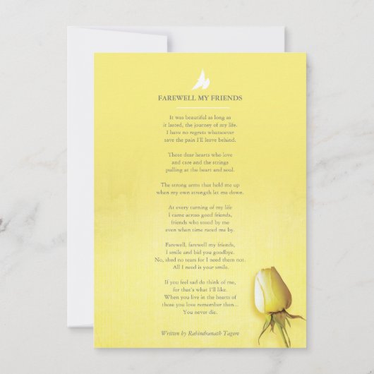 葬儀イエローローズ写真追悼の詩 (裏面)