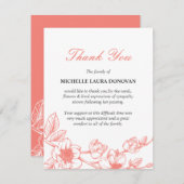 葬儀エレガントの礼状|コーラルマグノリア サンキューカード (正面/裏面)