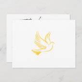 葬儀エレガントサンキューカード-金ゴールド鳩 ポストカード (正面/裏面)