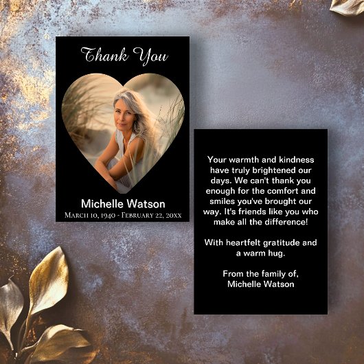 葬儀エレガントハート写真サンキューカード サンキューカード