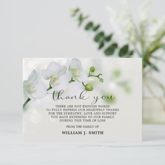 葬儀エレガント後の白オーキッドサンキューカード サンキューカード (スタンド正面)