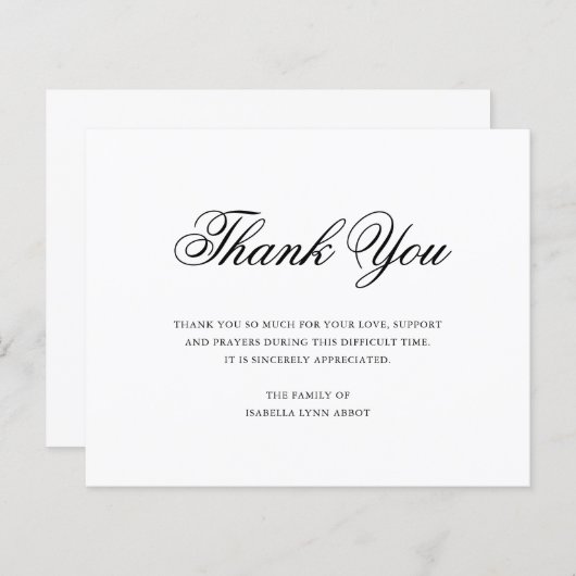 葬儀エレガント悔やみや弔慰予算サンキューカード (正面/裏面)