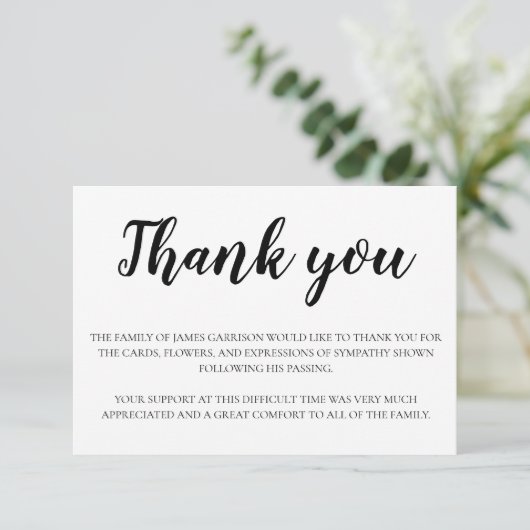 葬儀エレガント白黒ありがとう サンキューカード (スタンド正面)
