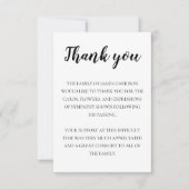 葬儀エレガント白黒写真ありがとう サンキューカード (正面)