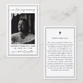 葬儀エレガント記念モダン祈りの言葉写真カード 名刺 (正面/裏面)