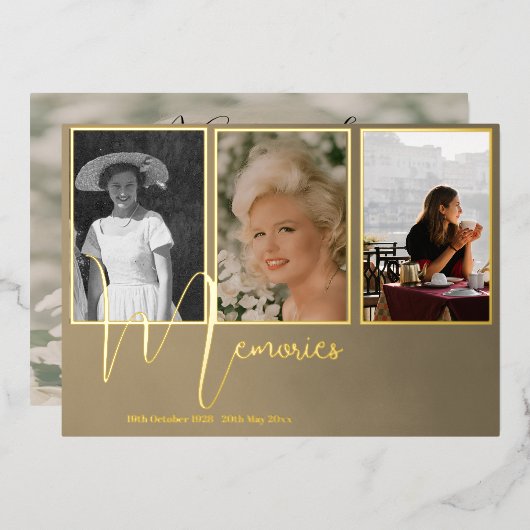 葬儀エレガント記念モダン4枚 箔招待状 (正面/裏面)