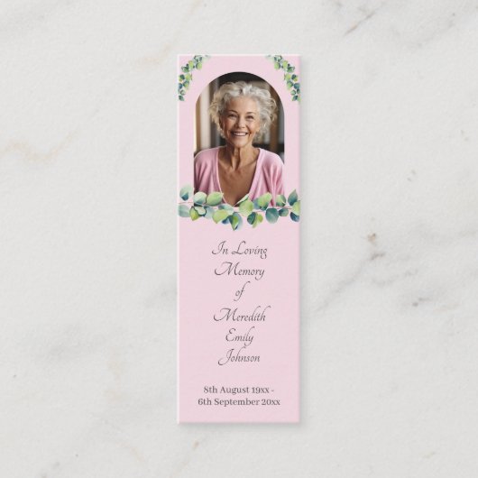 葬儀エレガント記念写真ブックマークカード スキニー名刺 (正面)