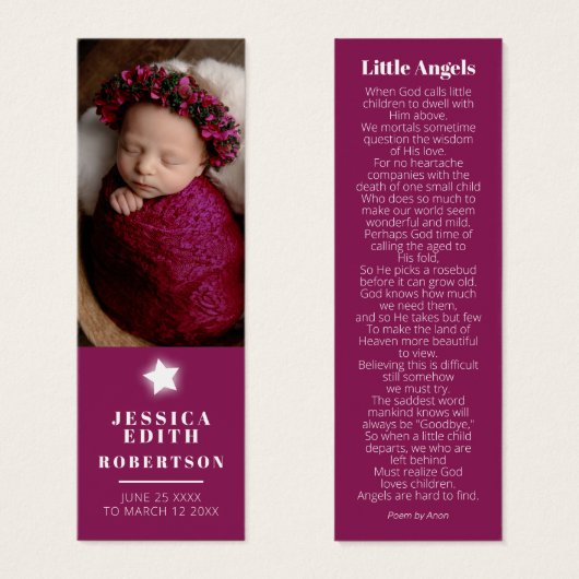 葬儀エンジェル白歌写真ブックマーク (正面&裏面)