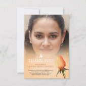 葬儀オレンジバラ写真家族サンキューカード サンキューカード (正面)