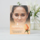 葬儀オレンジバラ写真家族サンキューカード サンキューカード (スタンド正面)