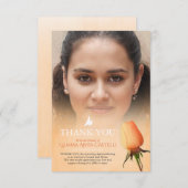 葬儀オレンジバラ写真家族サンキューカード サンキューカード (正面/裏面)