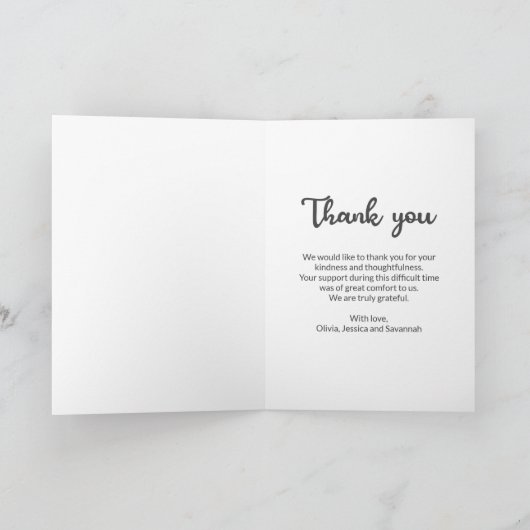 葬儀カスタム写真死別悔やみや弔慰記念碑 サンキューカード (内部)