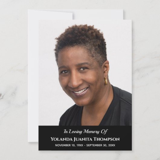 葬儀カスタム記念写真死別悔やみや弔慰 招待状 (正面)