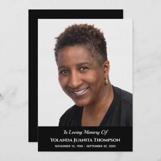 葬儀カスタム記念写真死別悔やみや弔慰 招待状 (正面/裏面)