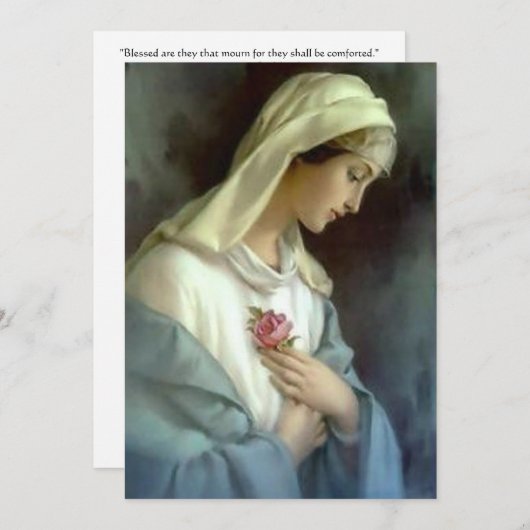 葬儀カソリッ賛美クヴァージンメアリー祈りの言葉カード 招待状 (正面/裏面)