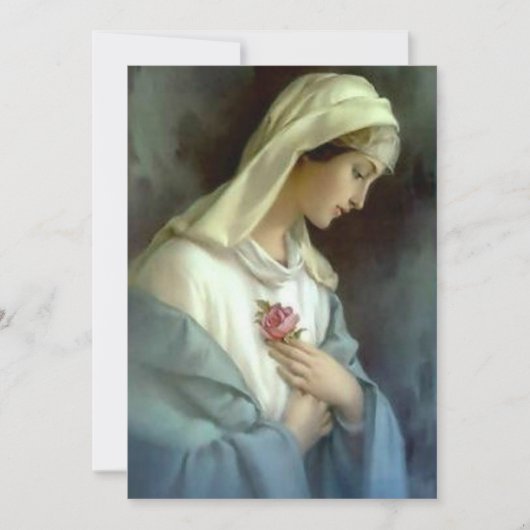 葬儀カソリッ賛美クヴァージンメアリー祈りの言葉カード 招待状 (正面)