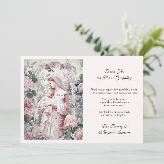 葬儀カトリック記念聖母マリアとイエスフローラ サンキューカード (スタンド正面)