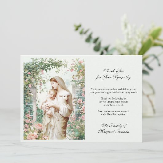 葬儀カトリック記念聖母マリアとイエスフローラ サンキューカード (スタンド正面)