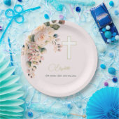 葬儀クリスチャン写真エレガントバラ ペーパープレート (パーティー)