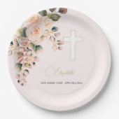 葬儀クリスチャン写真エレガントバラ ペーパープレート (正面)