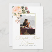 葬儀クリスチャン写真エレガントピンクローズフローラ 招待状 (裏面)