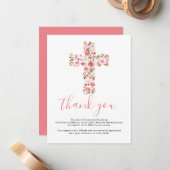 葬儀クロスお礼 | ピンクフローラ ノートカード (正面/裏面インサイチュ)