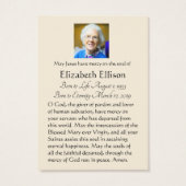 葬儀クロス宗教記念の神聖カード –  (裏面)