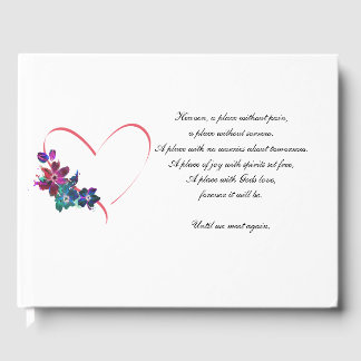 葬儀ゲストブックのハートと花。 ゲストブック