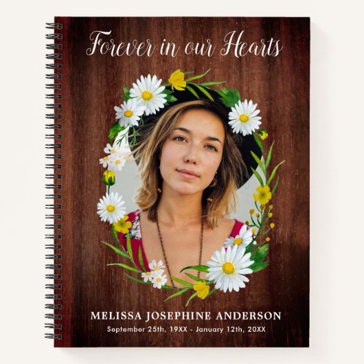 葬儀ゲストブック記念素朴フローラ写真 ノートブック (正面)