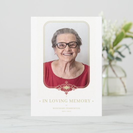 葬儀ゴールデンエフェクト装飾レース効果写真 招待状 (スタンド正面)