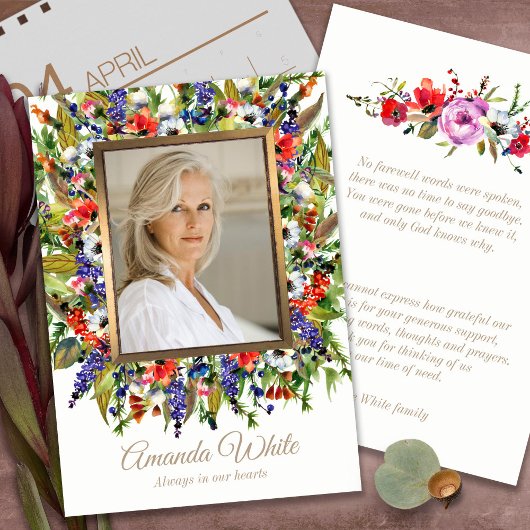 葬儀サンキューカード小 |フォレストの花模様 サンキューカード