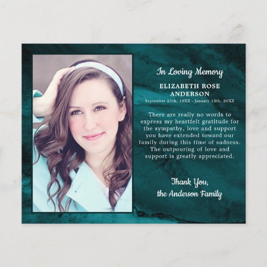 葬儀サンキューカード悔やみや弔慰フォトマーブル (正面)