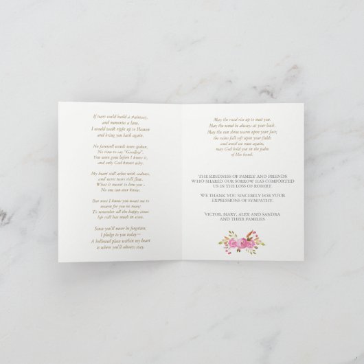 葬儀サンキューカード |のエレガント花模様 サンキューカード (内部)