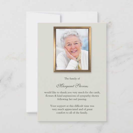 葬儀サンキューカード |ほこりっぽいピンクローズ サンキューカード (裏面)