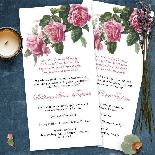 葬儀サンキューカード |アンティークティーバラ3 サンキューカード