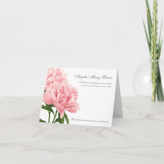 葬儀サンキューカード |アンティークピンク牡丹 サンキューカード (正面)