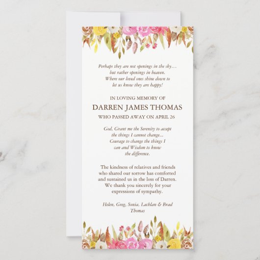 葬儀サンキューカード |エレガント花模様1 サンキューカード (正面)