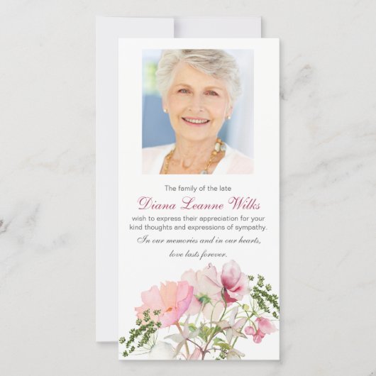 葬儀サンキューカード |ソフト花模様 サンキューカード (正面)