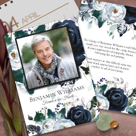 葬儀サンキューカード |ネイビー・牡丹 サンキューカード