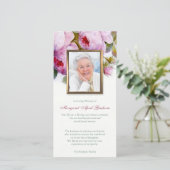 葬儀サンキューカード |ピンクボタニカルバラ サンキューカード (スタンド正面)